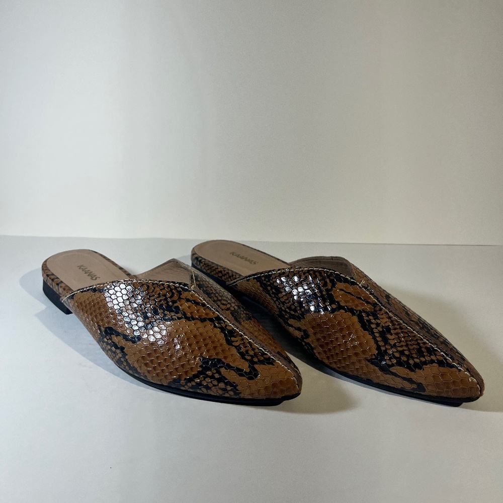 Kaanas Snakeskin Slip on Mules Size 9